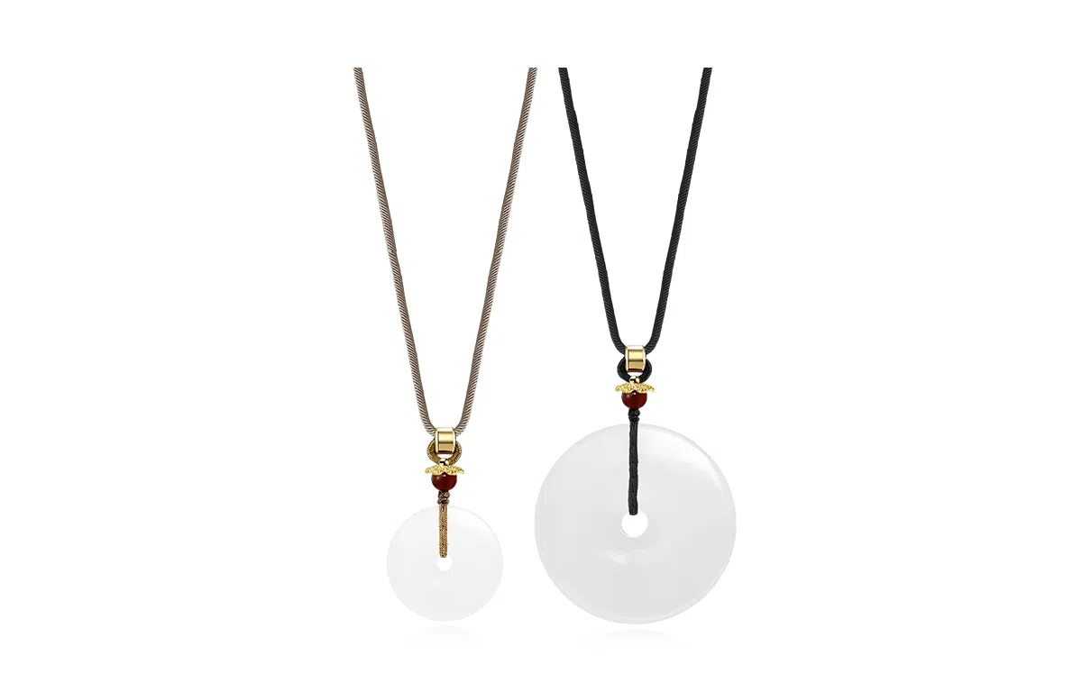 饰伴 平安扣简约设计 白玛瑙 项链 女款 #精美礼盒