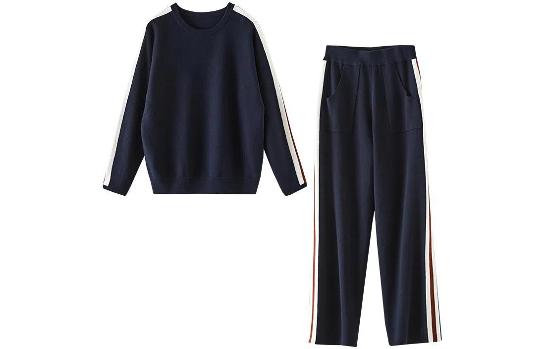 【dme】 羊毛针织套装女休闲运动套装 女款 藏青