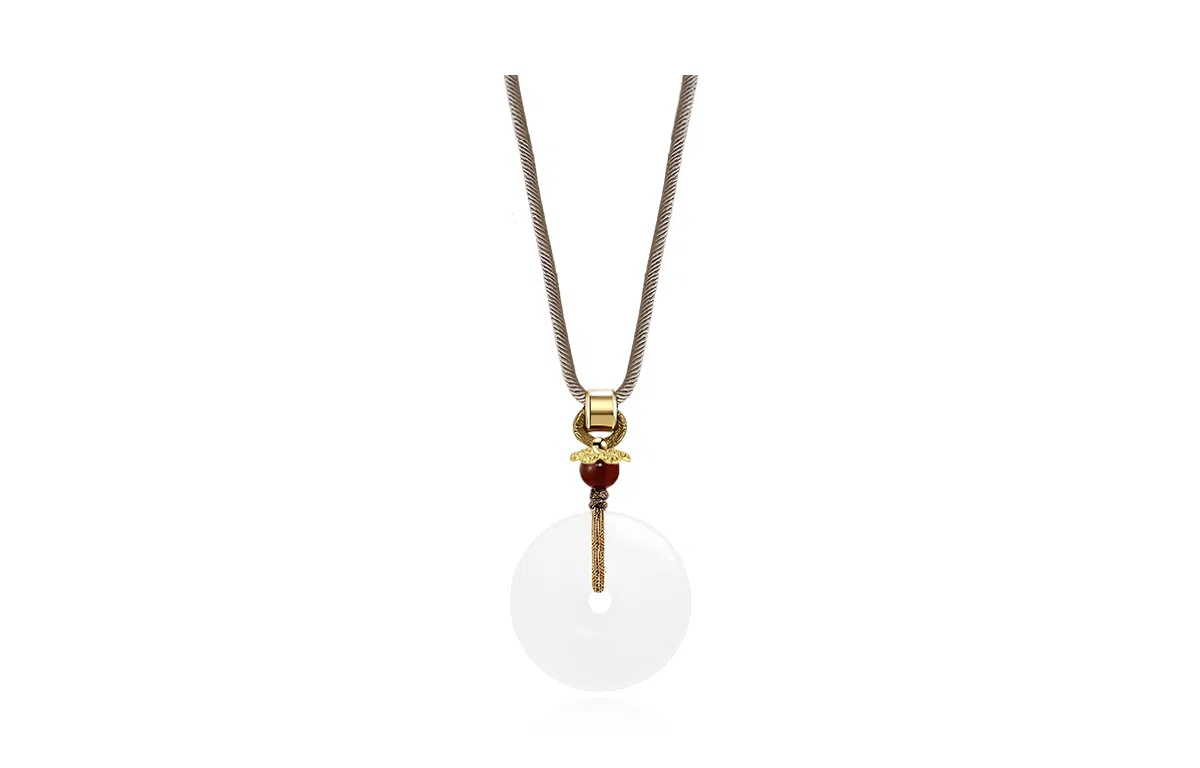 饰伴 平安扣简约设计 白玛瑙 项链 女款 #精美礼盒