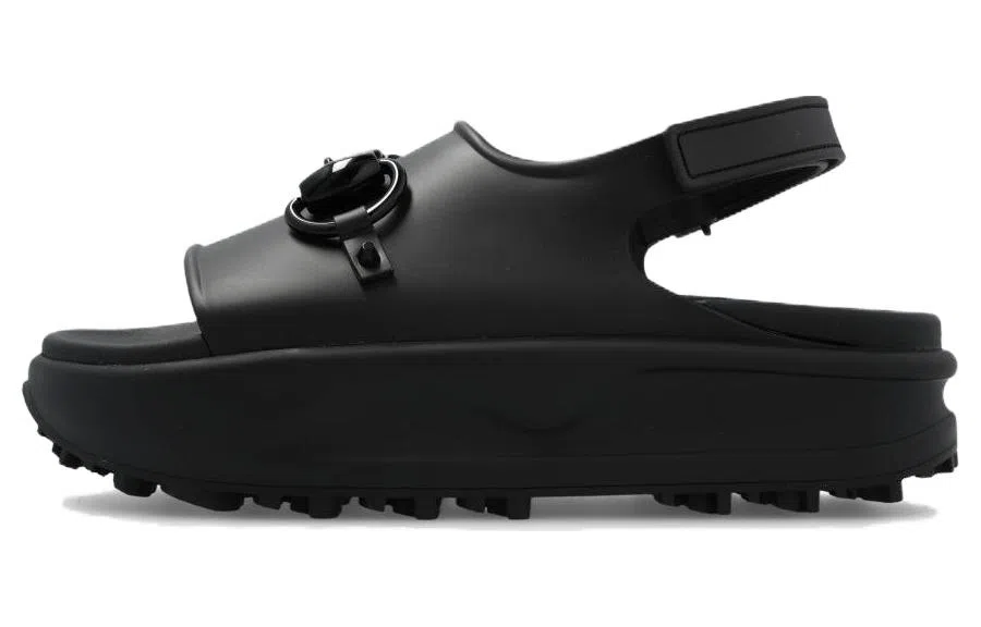 Gucci Rubber Horsebit Platform Sandals Black