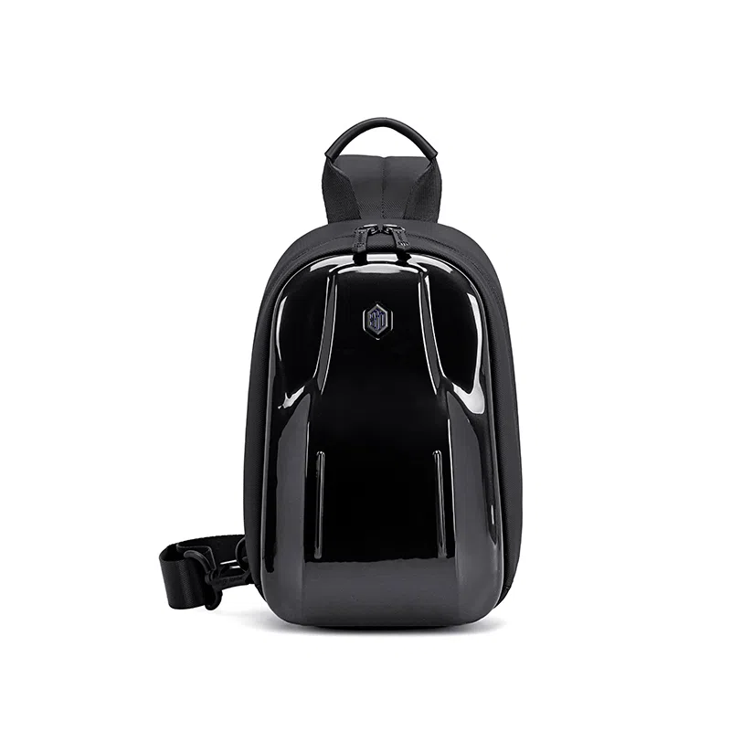 北极猎人 时尚防水潮流 涤纶 单肩斜挎包胸包腰包 中号 男女同款情侣款 黑色/灰色