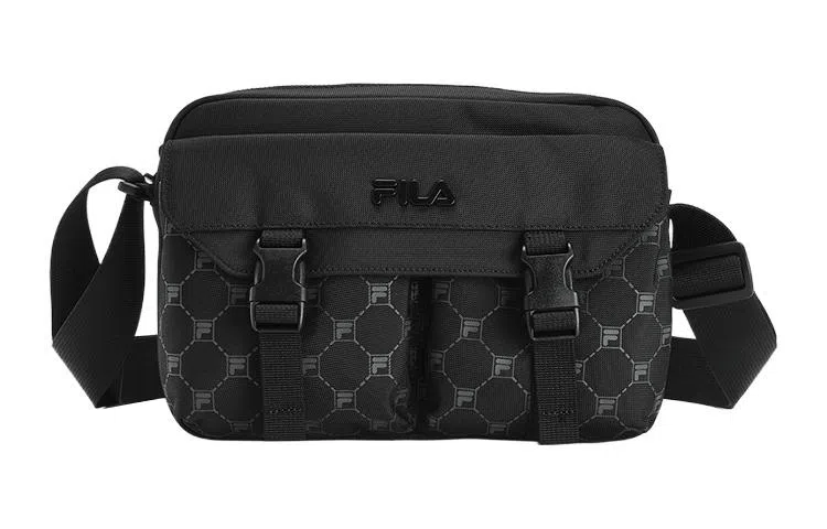 FILA Logo Print Retro Messenger Bag Black