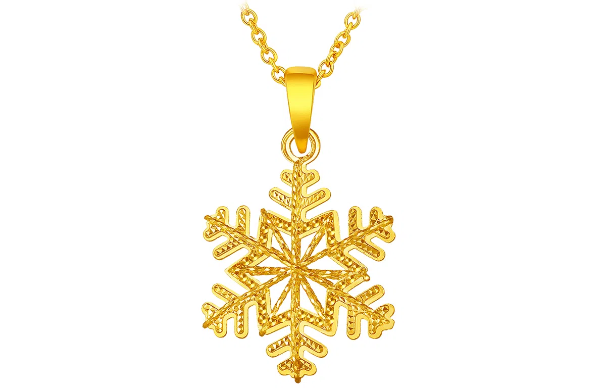 老庙 冰雪大雪花小众设计精致轻奢挂坠 足金 按克计价 黄金吊坠 女款