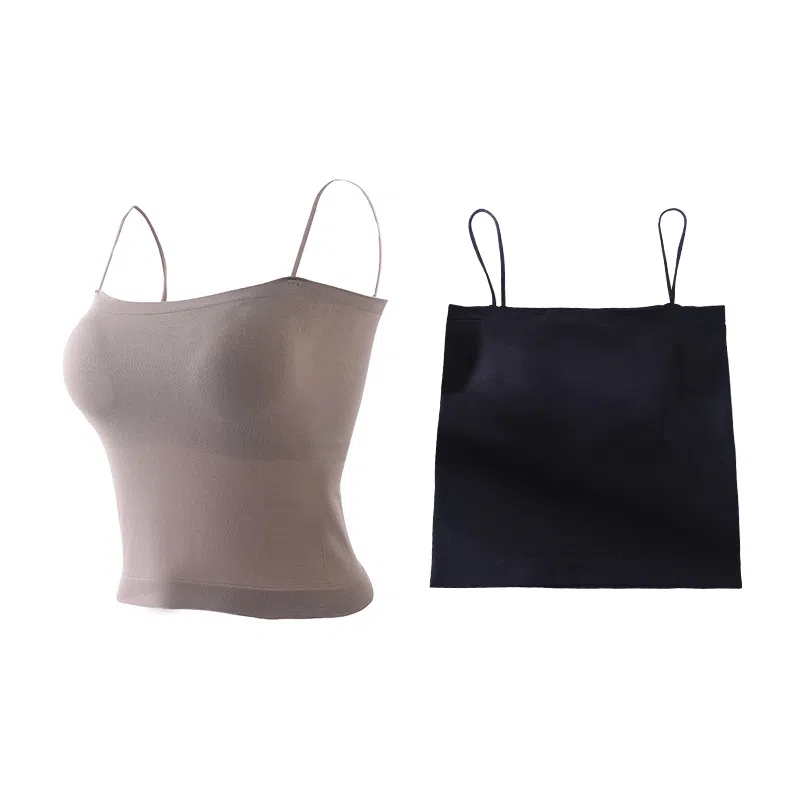 浪莎 一字肩纯色薄款防走光内搭带胸垫裹胸舒适无钢圈上托侧收防下垂美背吊带背心一体无痕文胸 女款