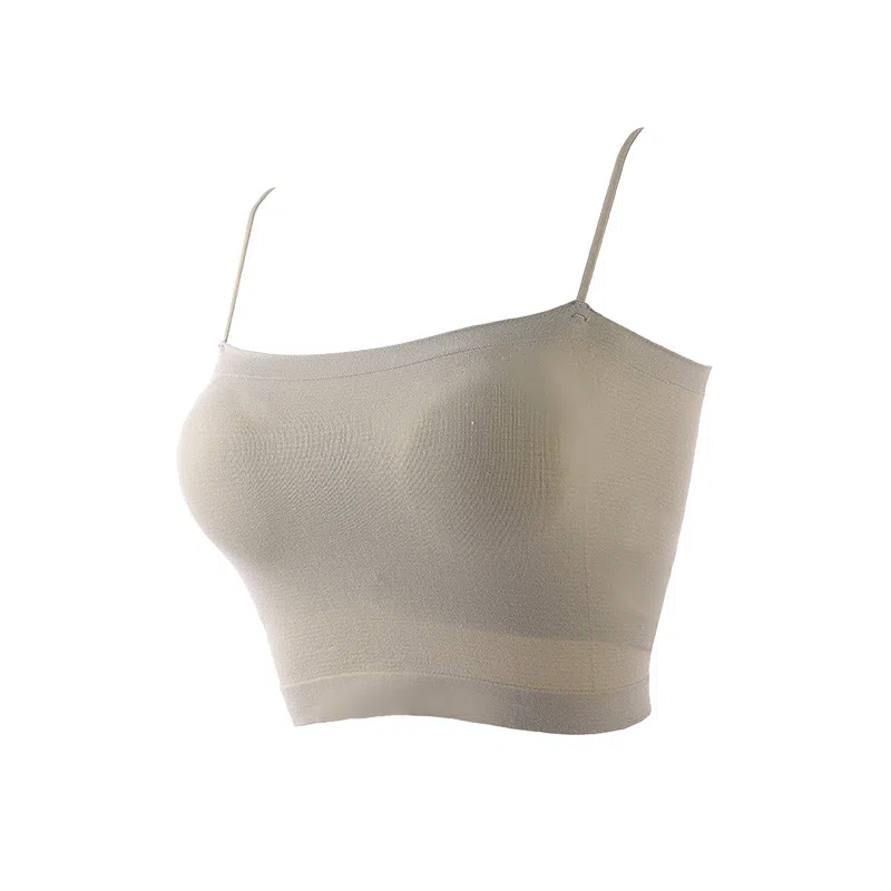 浪莎 一字肩纯色薄款防走光内搭带胸垫裹胸舒适无钢圈上托侧收防下垂美背吊带背心一体无痕文胸 女款