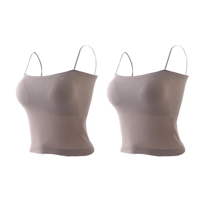 浪莎 一字肩纯色薄款防走光内搭带胸垫裹胸舒适无钢圈上托侧收防下垂美背吊带背心一体无痕文胸 女款