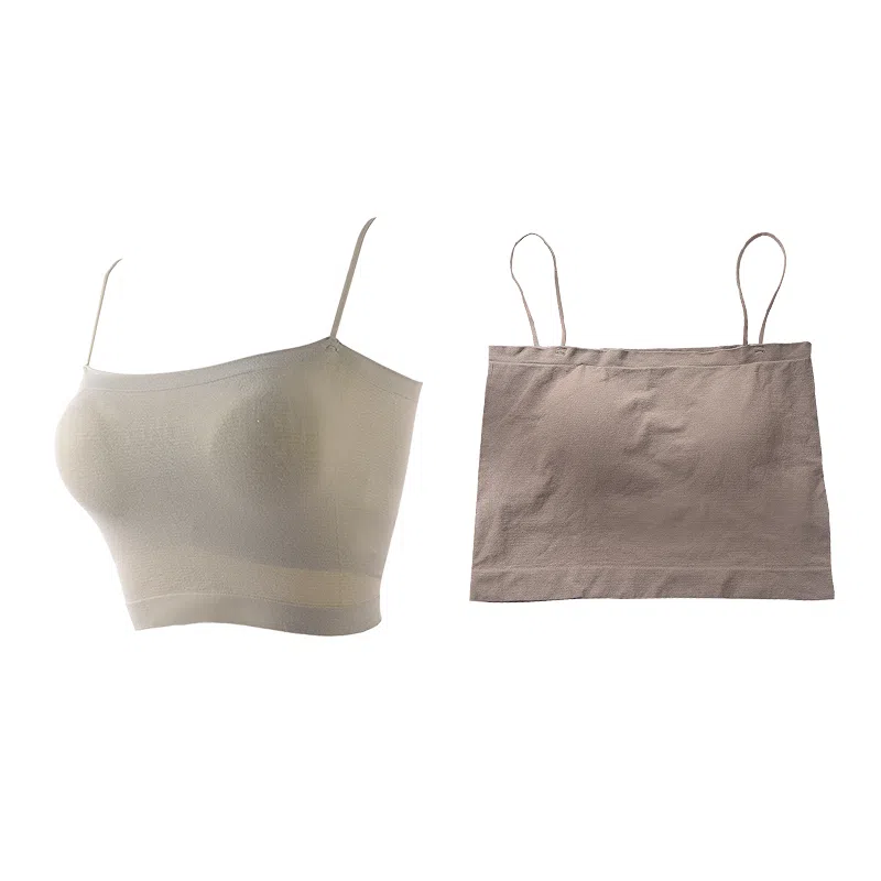 浪莎 一字肩纯色薄款防走光内搭带胸垫裹胸舒适无钢圈上托侧收防下垂美背吊带背心一体无痕文胸 女款