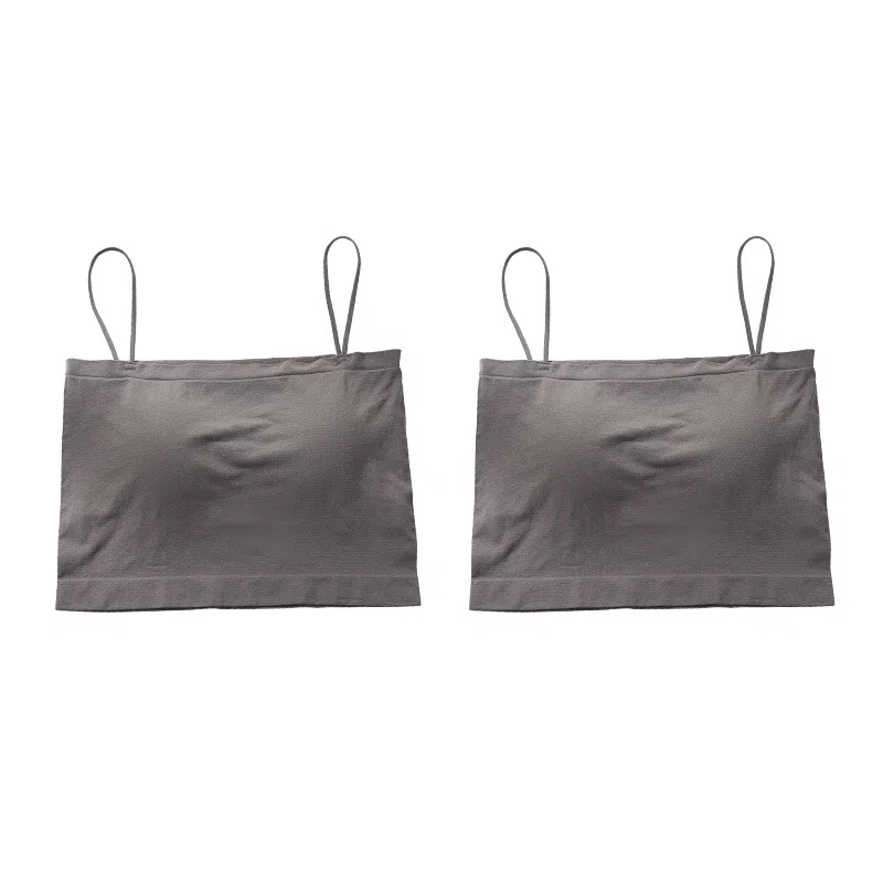 浪莎 一字肩纯色薄款防走光内搭带胸垫裹胸舒适无钢圈上托侧收防下垂美背吊带背心一体无痕文胸 女款