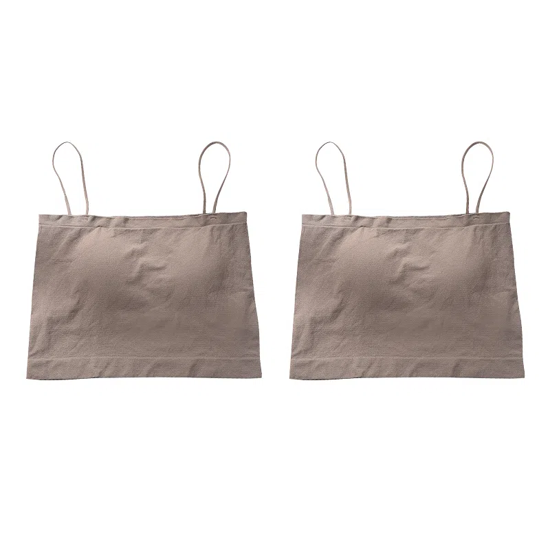 浪莎 一字肩纯色薄款防走光内搭带胸垫裹胸舒适无钢圈上托侧收防下垂美背吊带背心一体无痕文胸 女款