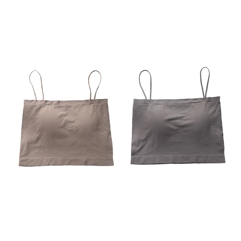 浪莎 一字肩纯色薄款防走光内搭带胸垫裹胸舒适无钢圈上托侧收防下垂美背吊带背心一体无痕文胸 女款