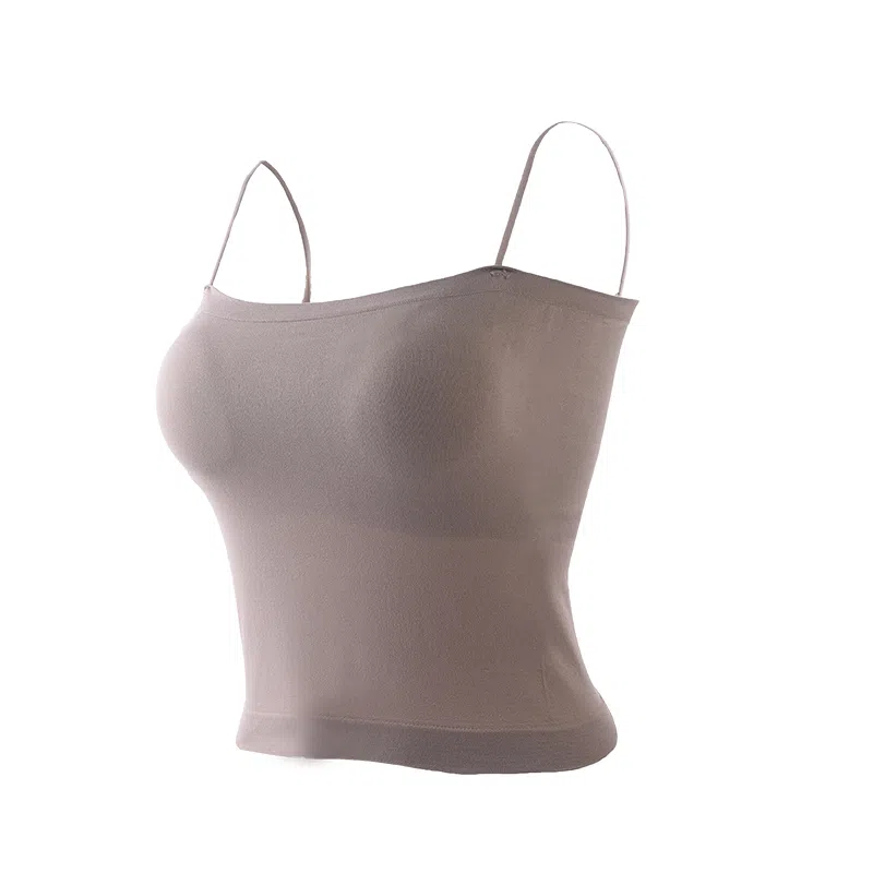浪莎 一字肩纯色薄款防走光内搭带胸垫裹胸舒适无钢圈上托侧收防下垂美背吊带背心一体无痕文胸 女款
