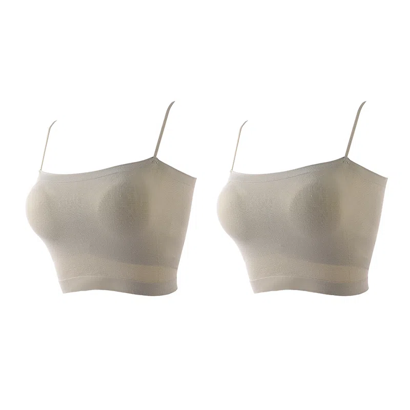 浪莎 一字肩纯色薄款防走光内搭带胸垫裹胸舒适无钢圈上托侧收防下垂美背吊带背心一体无痕文胸 女款
