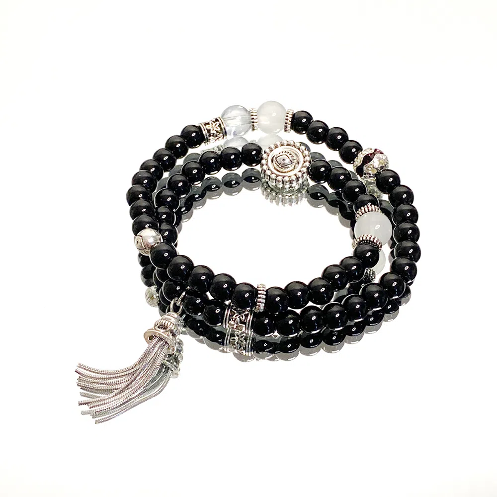 饰伴 新中式铜钱 转运珠 国潮 复古双层飞戴多圈几何流苏 甜蜜饰爱 合金 手串 男女同款情侣款