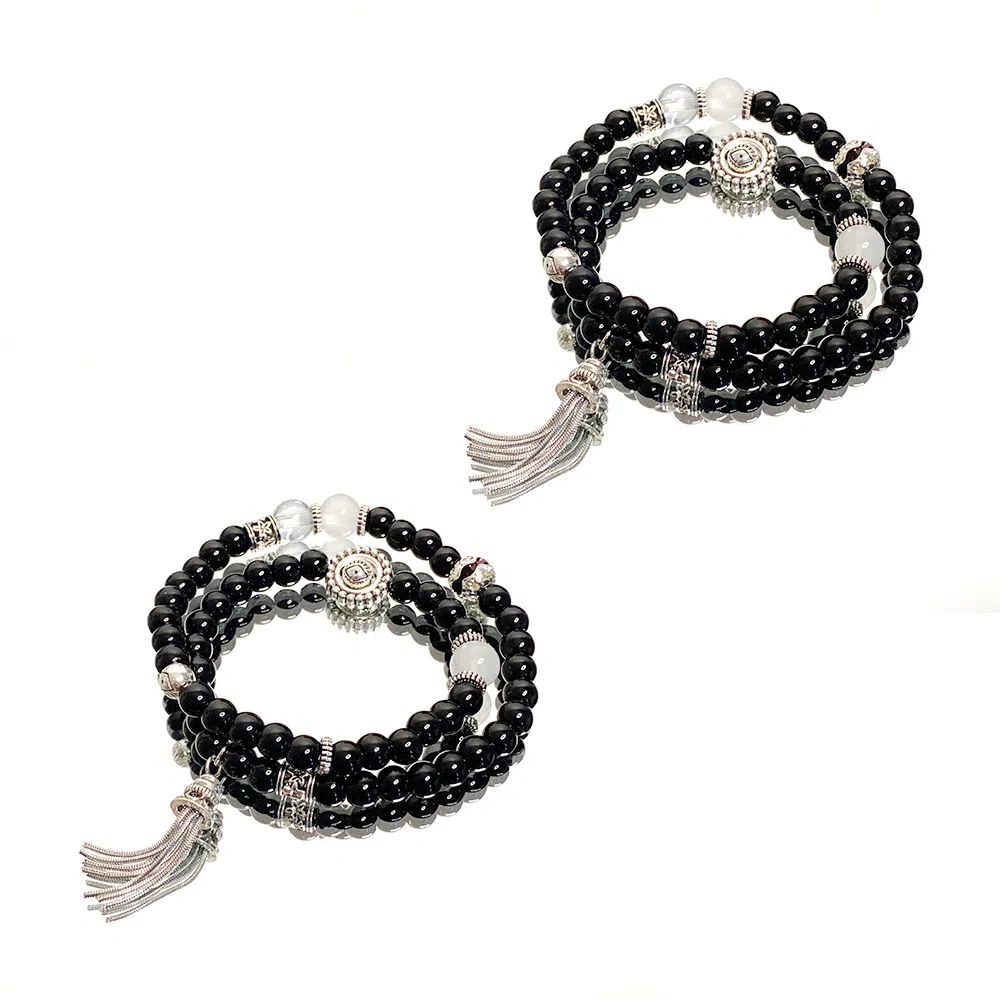 饰伴 新中式铜钱 转运珠 国潮 复古双层飞戴多圈几何流苏 甜蜜饰爱 合金 手串 男女同款情侣款