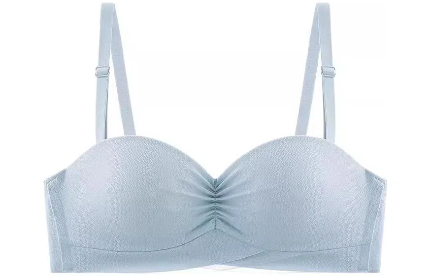 浪莎 纯色薄款小胸聚拢半杯文胸 灰蓝色