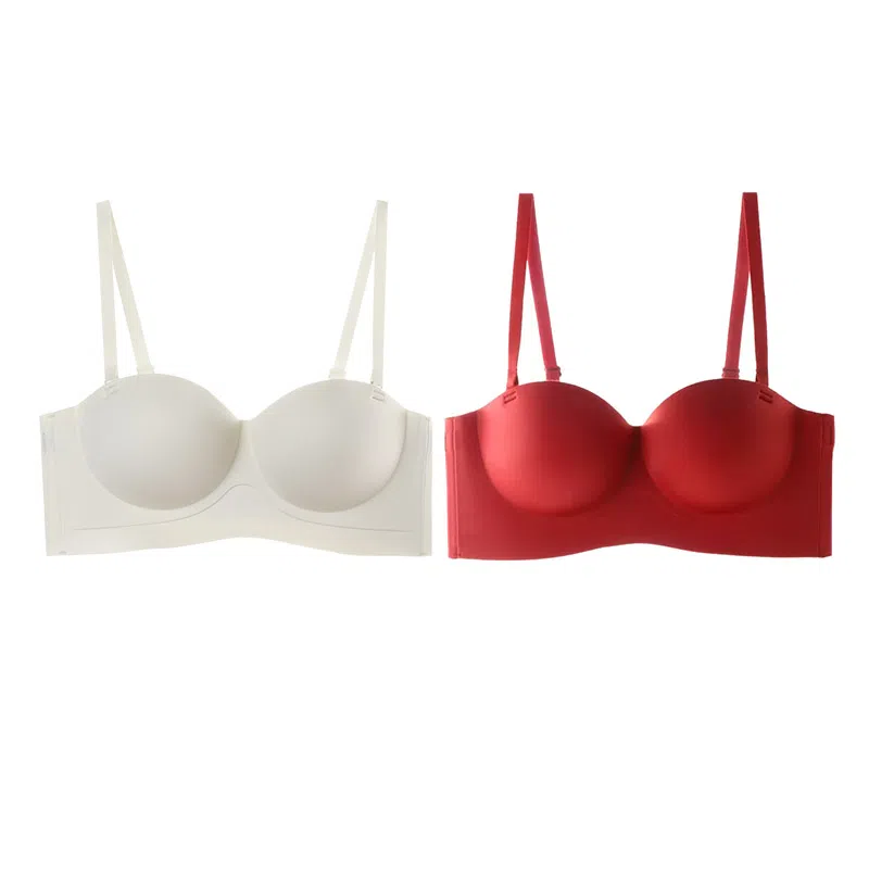 内在密码 小胸聚拢显大无痕内衣女隐形防滑可拆卸双肩带无钢圈收副乳防下垂文胸 两件装