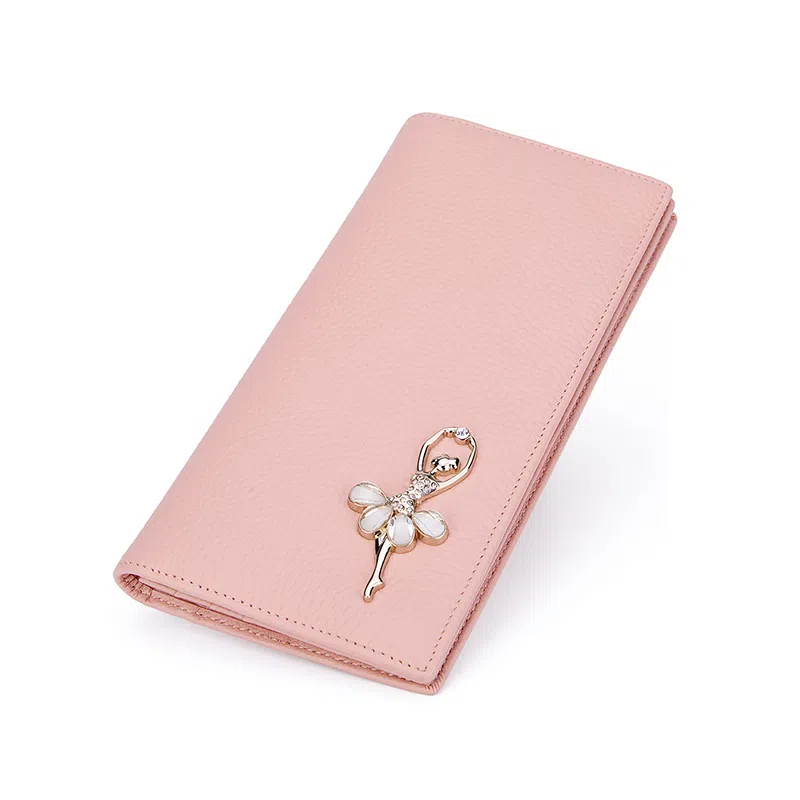 稻草人 时尚韩版甜美多功能 牛皮 钱包 女款 黑色/粉红/米白