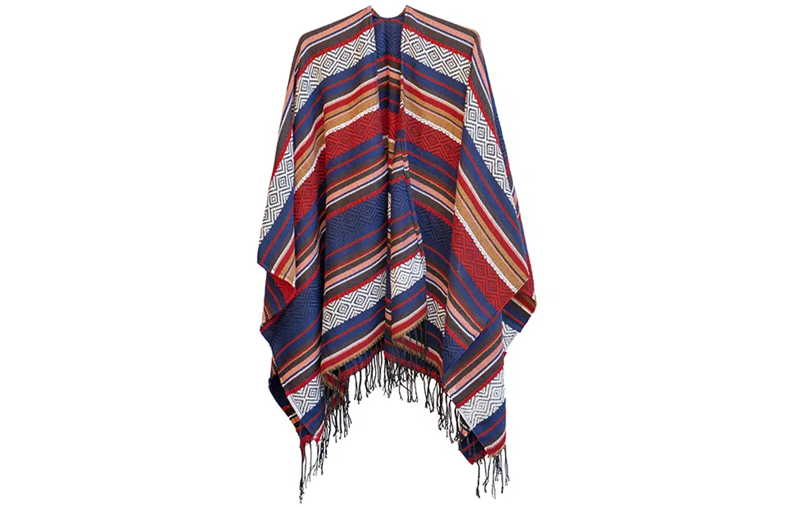 优幽兰 设计感撞色 旅行拍照打卡民族风防风防寒高级感 两用实用 披肩 女款 礼盒装