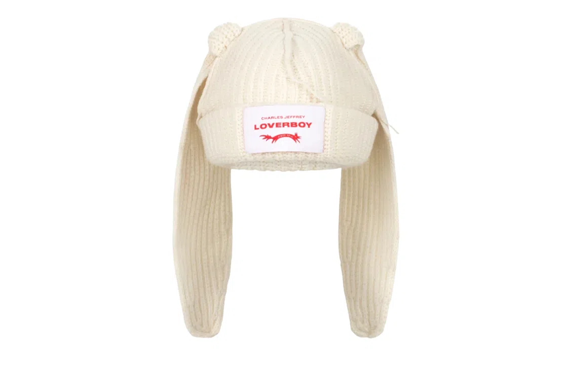 CHARLES JEFFREY Rabbit Knit Beanie White