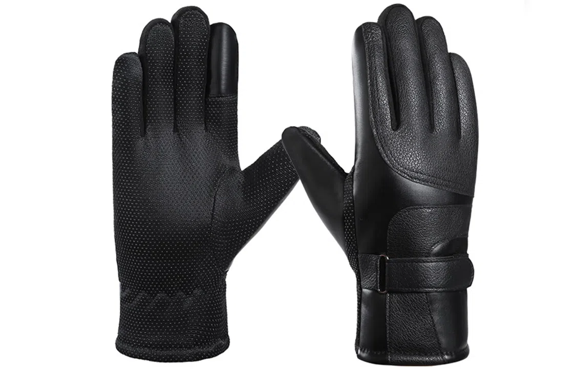 优幽兰 秋冬季可触屏百搭潮流加绒加厚骑车实用防水防滑耐磨钓鱼电动车出行保暖 绒线手套 男款