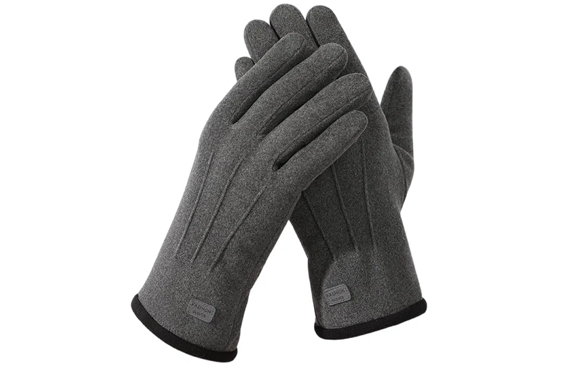 优幽兰 秋冬季摩托车学生纯色百搭防寒防冻东北加绒加厚骑车设计感保暖潮流出行 聚酯纤维 氨纶 绒线 棉手套 男款