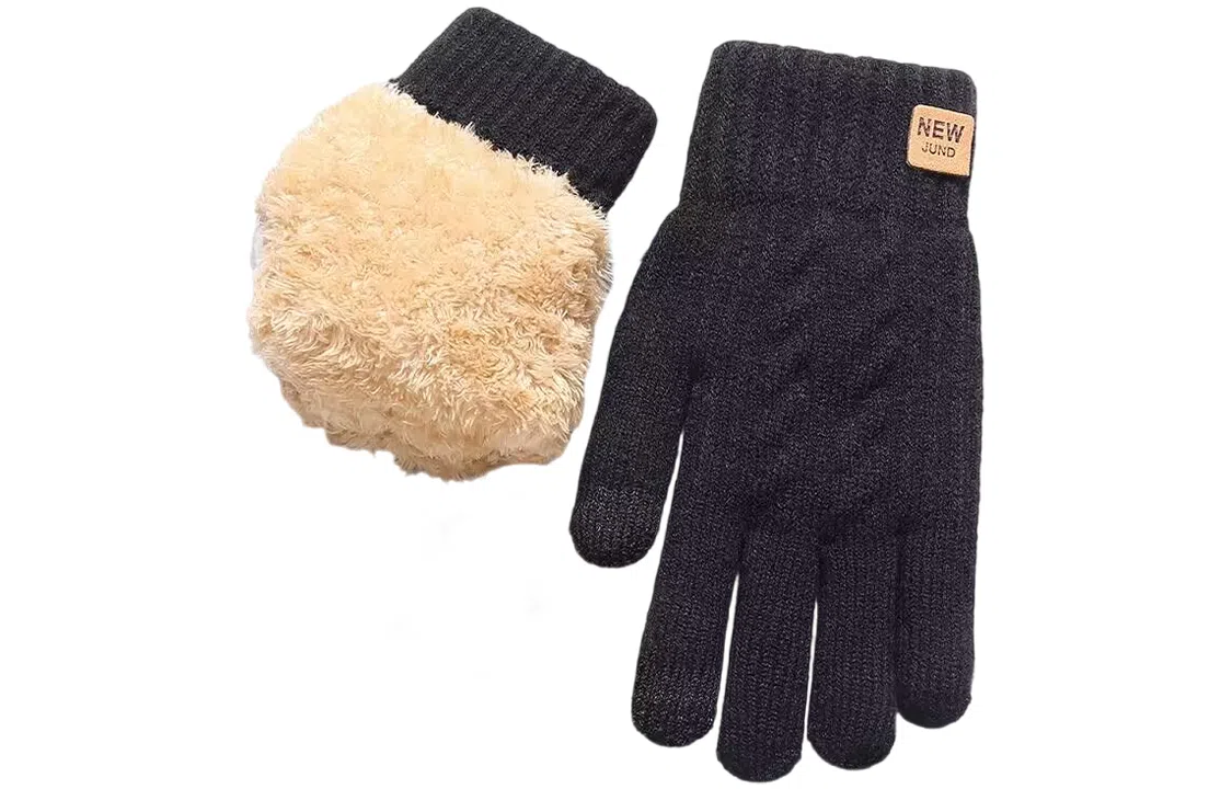 优幽兰 潮流摩托车防寒防冻东北加绒加厚实用 通勤随身便携 百搭小众五指耐用耐磨护手 涤纶 绒线手套 男女同款情侣款