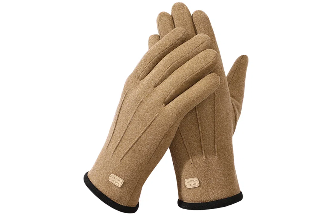 优幽兰 秋冬季摩托车学生纯色百搭防寒防冻东北加绒加厚骑车设计感保暖潮流出行 聚酯纤维 氨纶 绒线 棉手套 男款