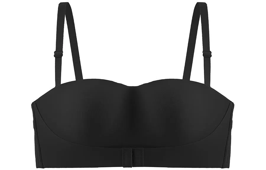 浪莎 纯色防滑聚拢隐形抹胸聚拢文胸 黑色