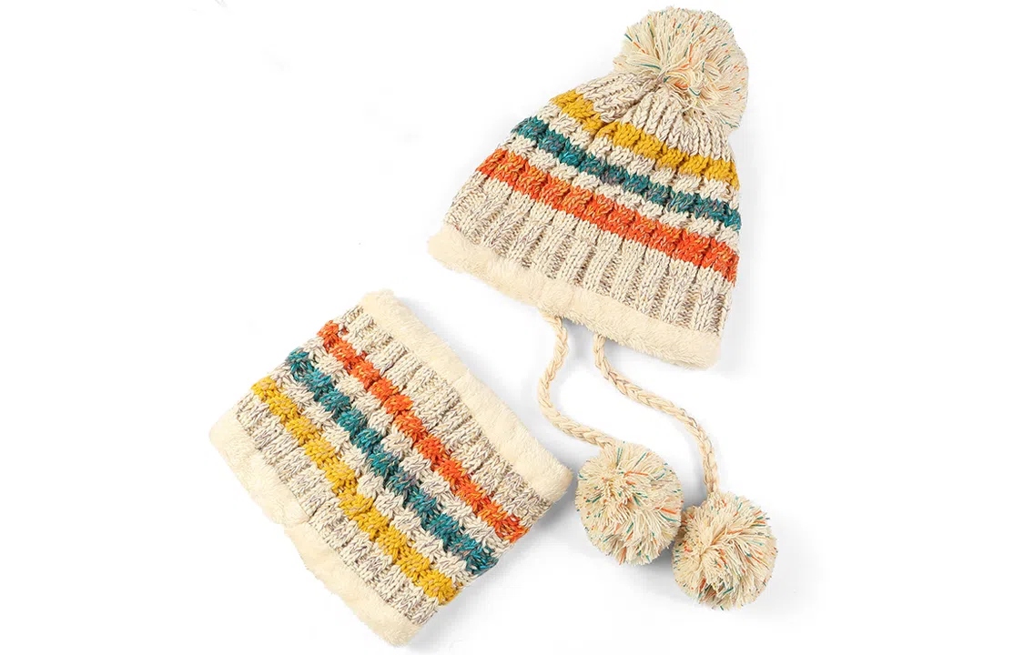 优幽兰 百搭时尚毛线帽围脖两件套韩版显脸小针织帽大头围东北加绒加厚冷帽防保暖包头帽护耳高级感穿搭 绒线帽 女款