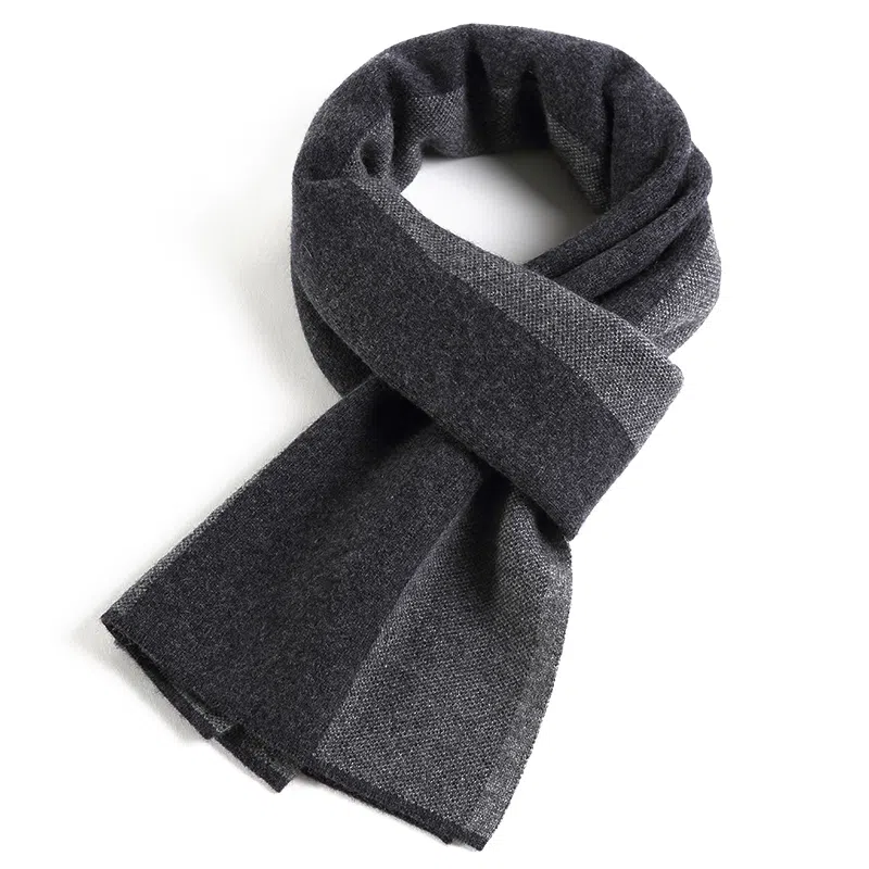 玖纪 高档商务拼色加厚保暖 羊绒 绒线围巾 男款