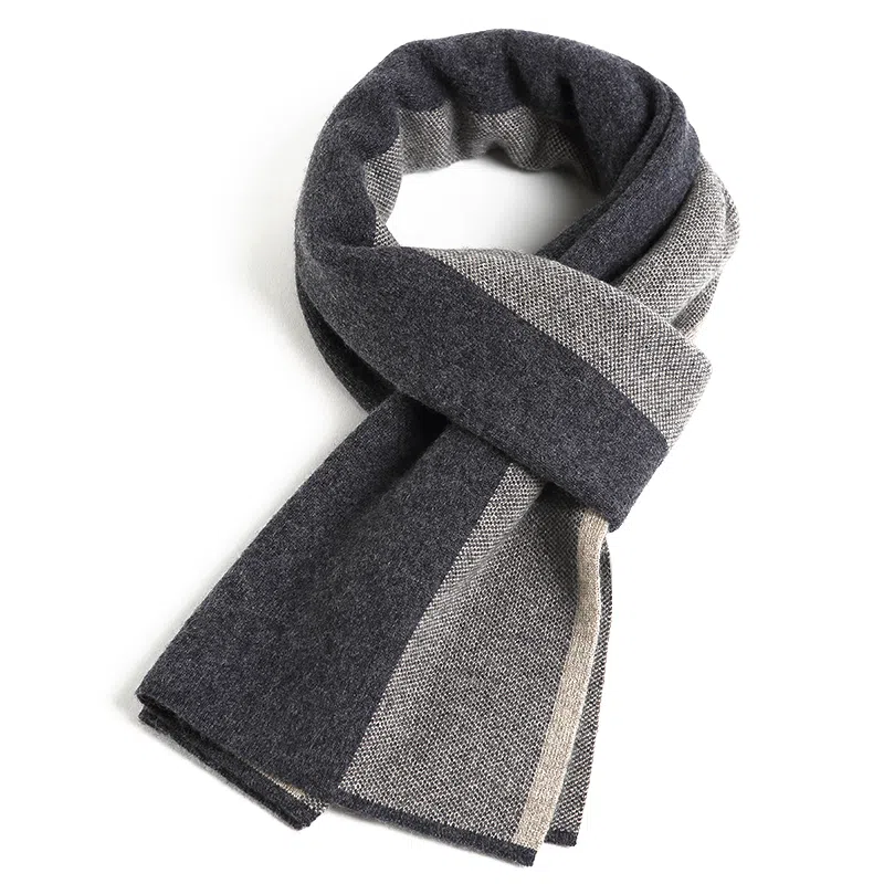 玖纪 高档商务拼色加厚保暖 羊绒 绒线围巾 男款