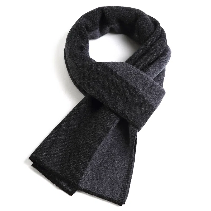 玖纪 高档商务拼色加厚保暖 羊绒 绒线围巾 男款