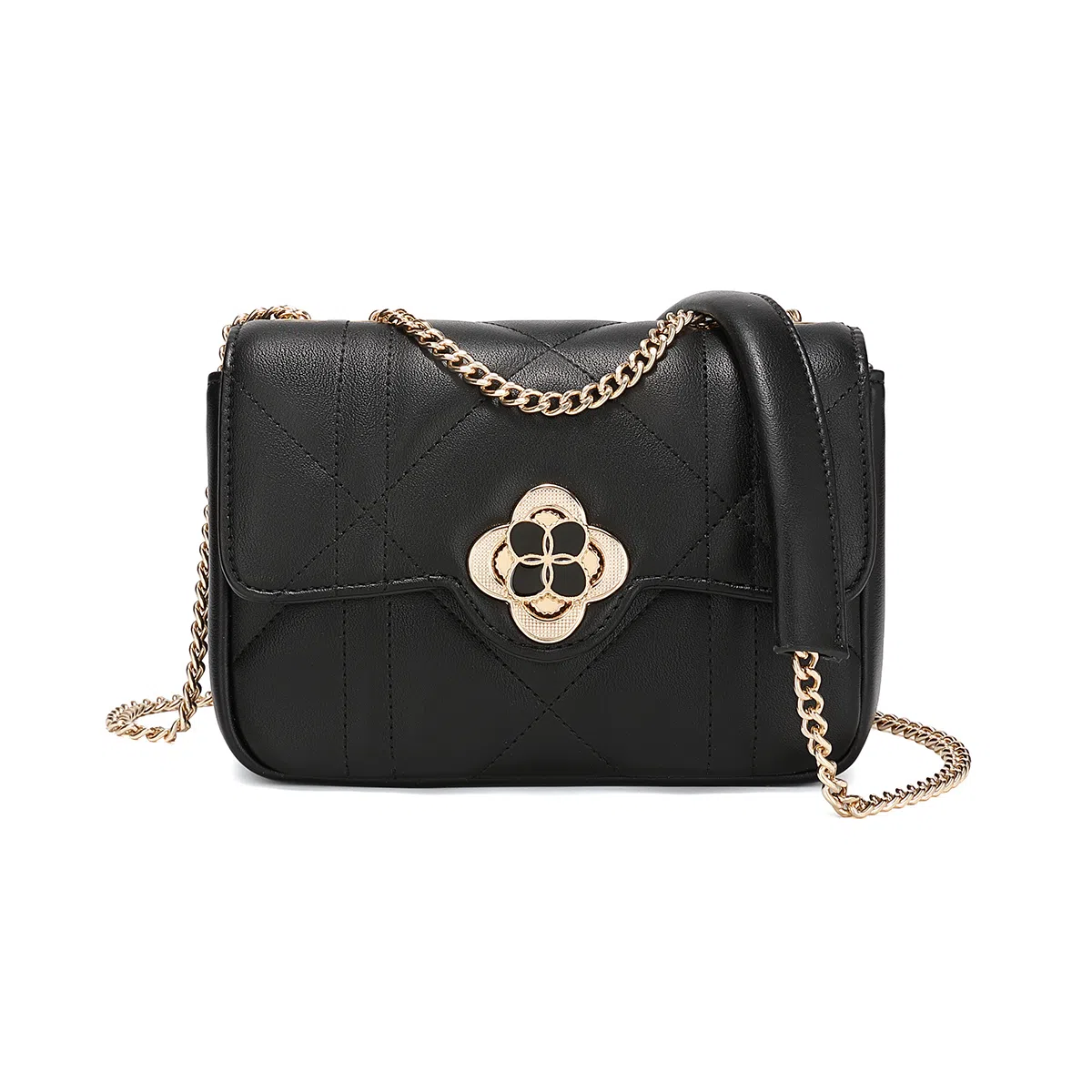 稻草人 百搭洋气小众通勤 聚氨酯 小方包链条包单肩斜挎包 常规 女款 黑色/米白/杏驼色