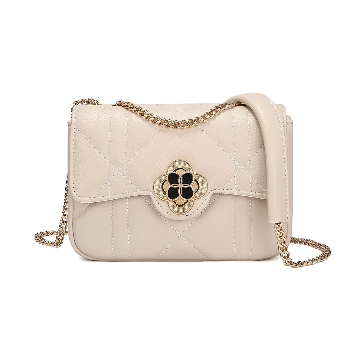 稻草人 百搭洋气小众通勤 聚氨酯 小方包链条包单肩斜挎包 常规 女款 黑色/米白/杏驼色