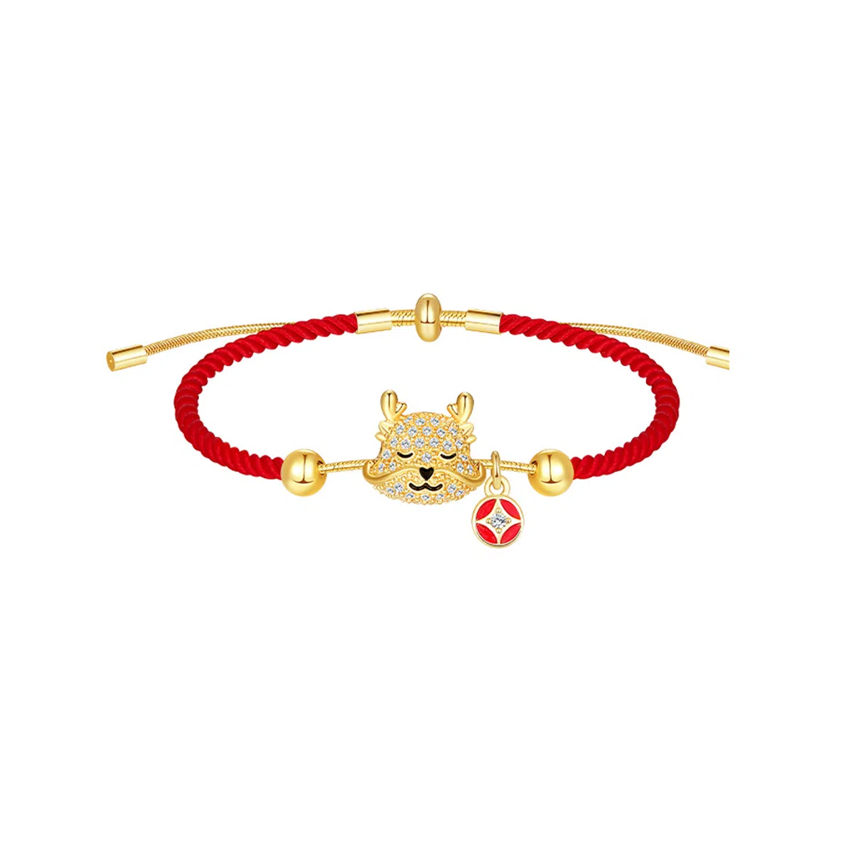 秦福炫 龙年本命年轻奢小众属龙小福牌编织精致 合金 手链 女款 金色