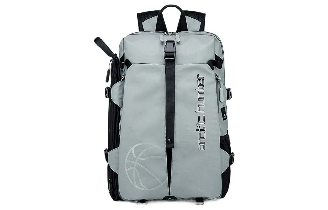 北极猎人 多功能运动收纳男大容量学生拉链搭扣开合 锦纶 篮球包足球健身包训练包书包背包双肩包 大号 男款 黑色/灰色/蓝色