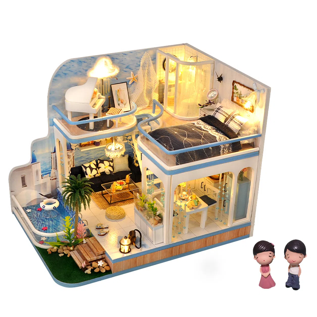 天予小镇 微蓝印记阁楼拼装 房子模型屋 建筑玩具 拼图
