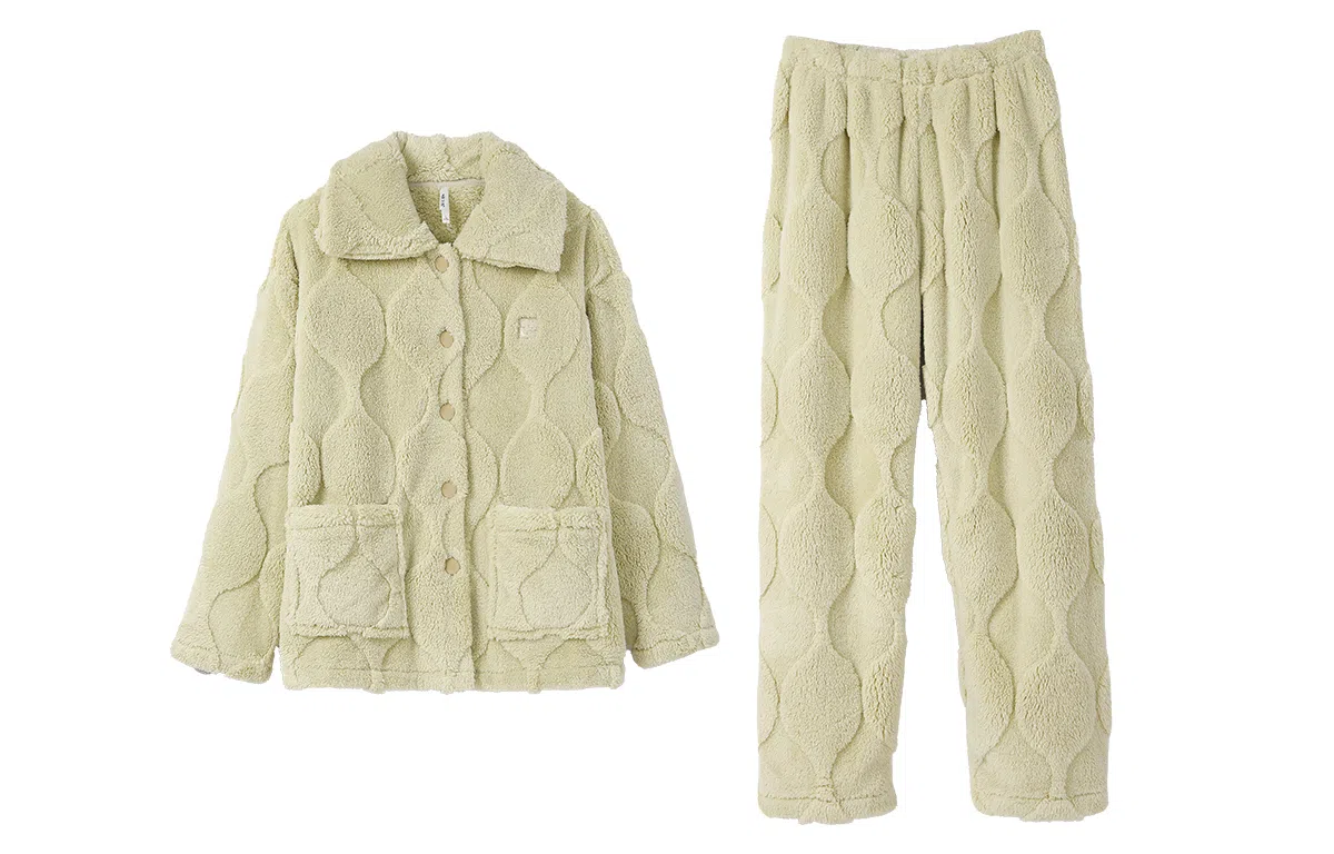 安之伴 锁温保暖宽松休闲秋冬睡衣灯笼纹加绒加厚家居套装 女款