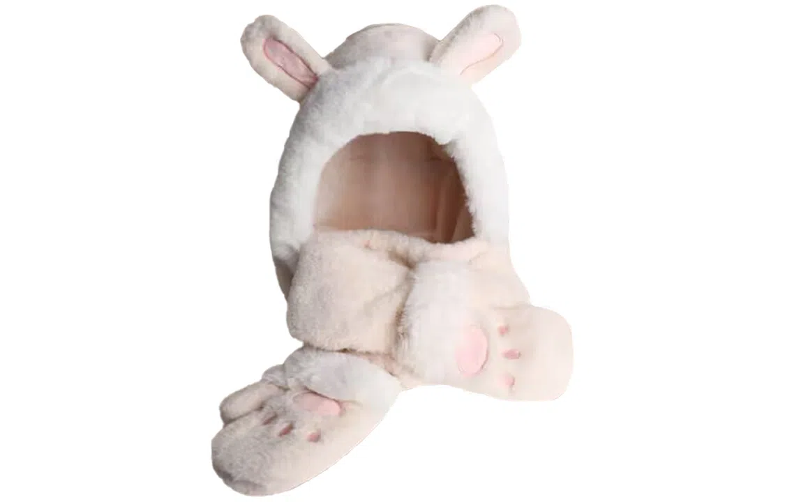 优幽兰 一体式可爱加厚保暖毛绒三件套 其他 帽子 女款