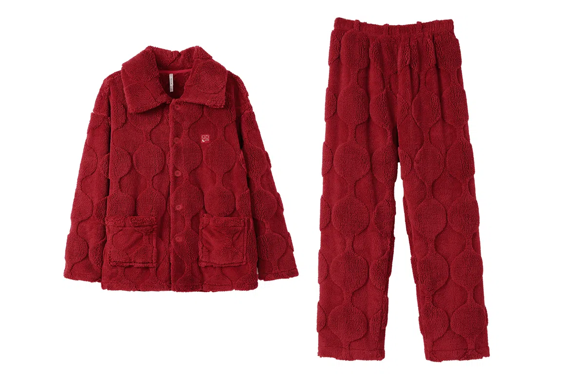 安之伴 锁温保暖宽松休闲秋冬睡衣灯笼纹加绒加厚家居套装 男款