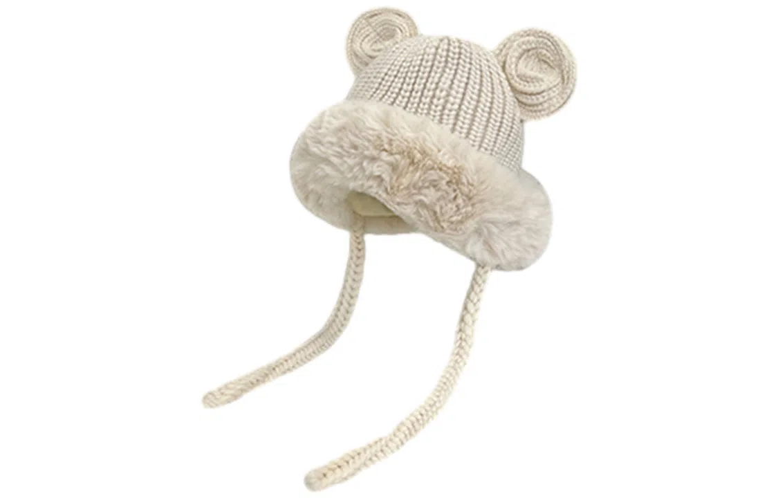 优幽兰 新款 休闲 韩版显脸小设计感毛边防风防寒护耳针织加厚保暖 绒线帽 女款