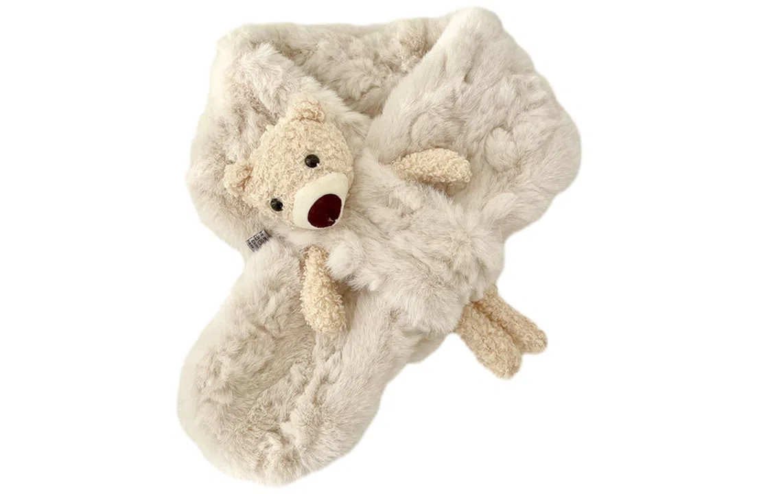 优幽兰 针织加厚护脖子防风防寒保暖搭配可爱小熊休闲高级感 围脖 女款