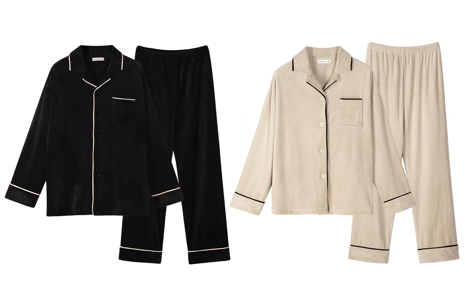 同语 情侣睡衣海岛绒秋冬季加厚男女士套装可外穿珊瑚绒家居服冬天 家居套装 情侣款 墨蓝色