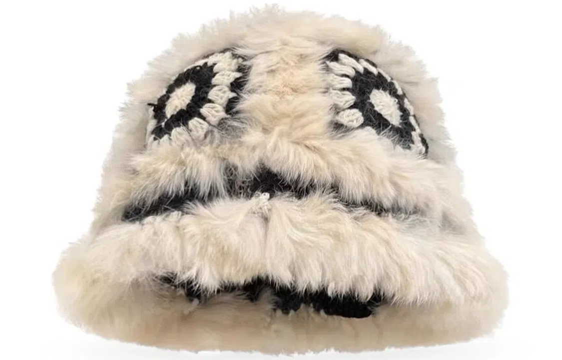 优幽兰 显脸小 小众 虎头醒狮毛绒 针织 保暖护耳 兔毛 渔夫帽 女款