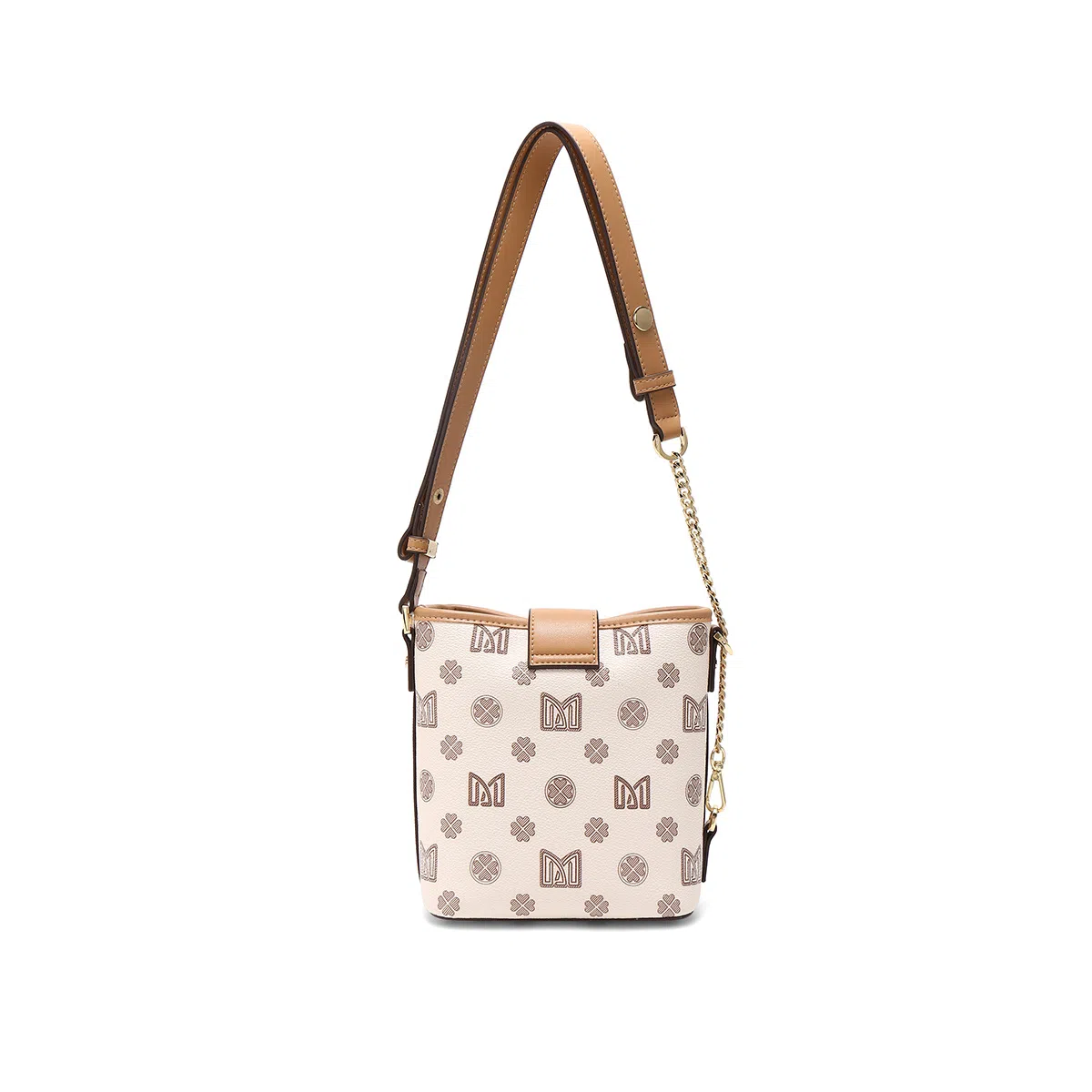 稻草人 百搭时尚高级感小众老花通勤 聚氨酯 水桶包单肩包斜挎包 女款 皮棕色