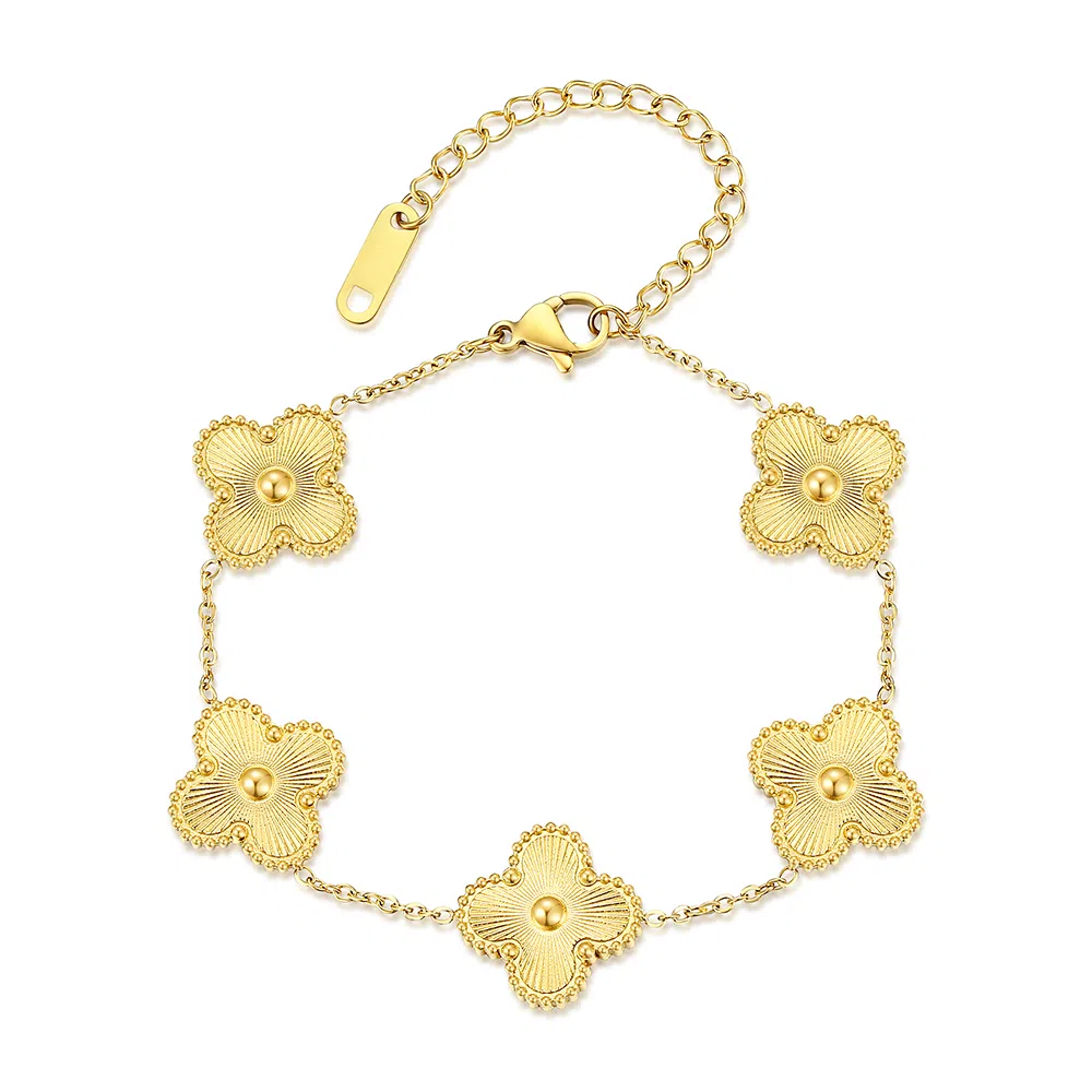 饰伴 四叶草系列 轻奢高级感小众设计手饰品双层戴可调节 钛钢 手链 女款