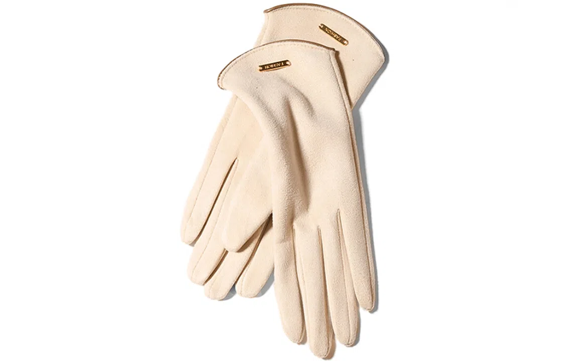 优幽兰 保暖可触屏纯色鹿皮绒防风防寒钓鱼开车骑车设计感小众高级感韩版闺蜜通勤穿搭保暖 绒线手套 女款