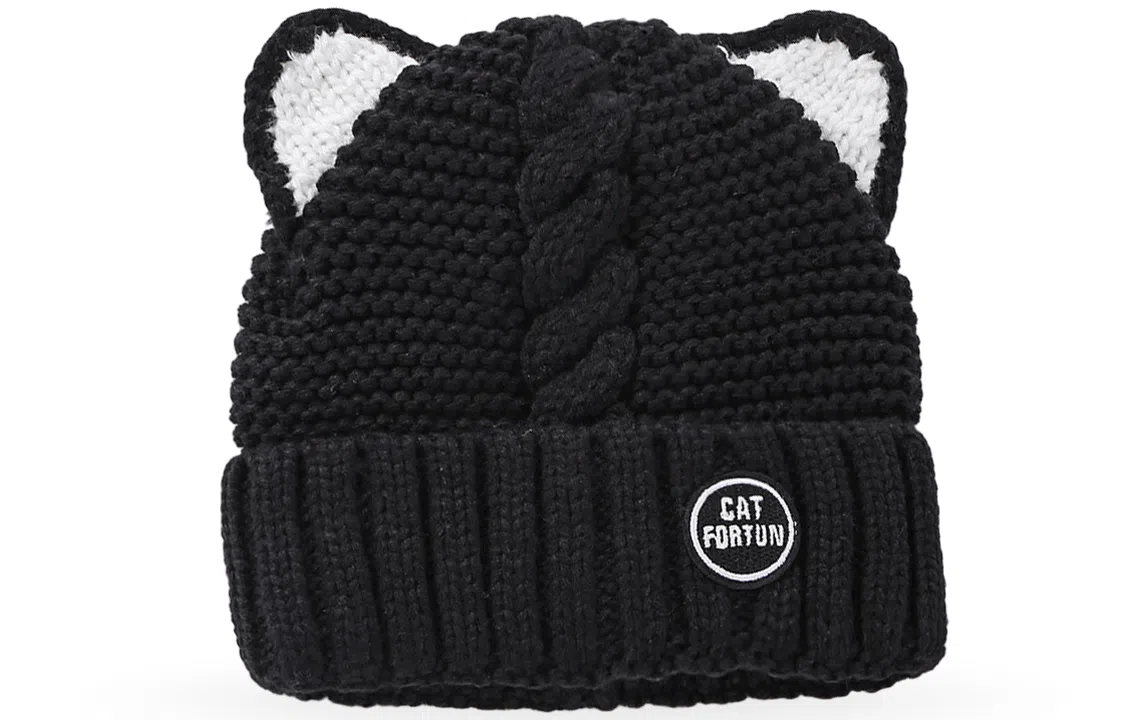 优幽兰 显脸小猫耳针织 加厚 保暖包头 护耳高级感 绒线帽 女款