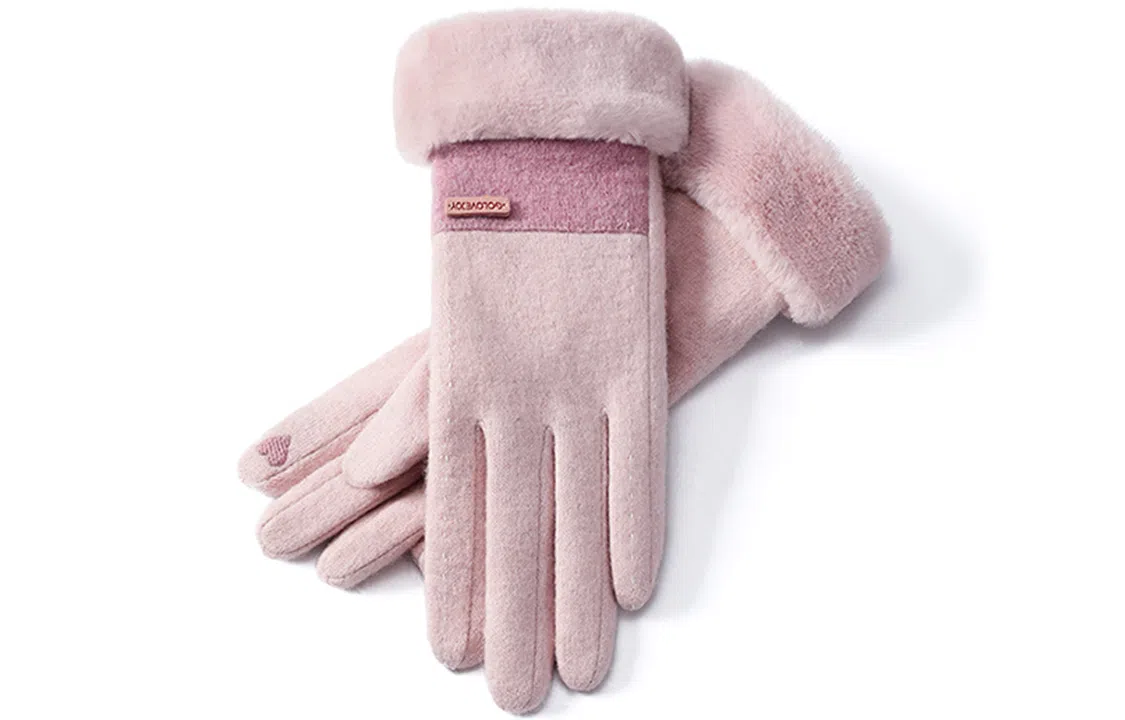 优幽兰 毛边保暖纯色分指触屏防风防冻防寒旅游开车骑车通勤随身便携 设计感小众闺蜜穿搭 绒线手套 女款