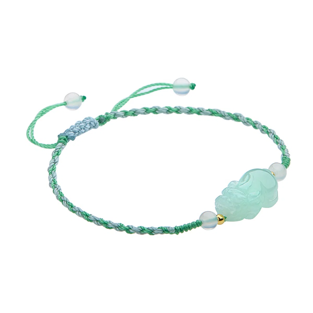 琳琯瑛 精美貔貅编织绳 糯种 翡翠手链 女款